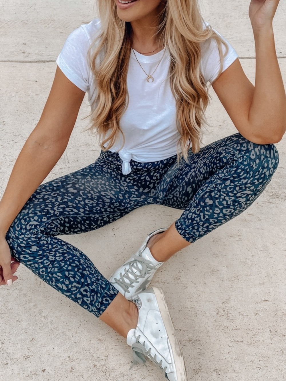 SPANX Animal Print Leggings Size Small Blue Leopard
